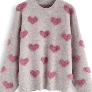 ChicWish fuzzy heart sweater